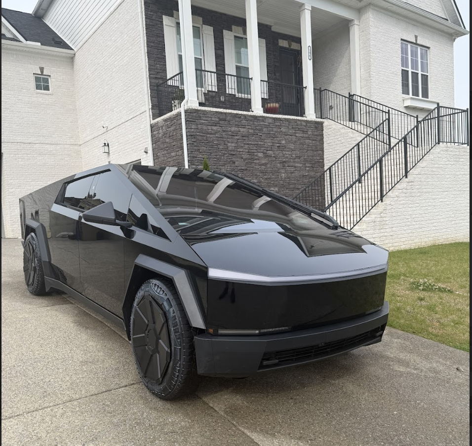 Black Tesla Cybertruck ceramic coating result Honeycutt Auto Detailing Nashville Tennessee